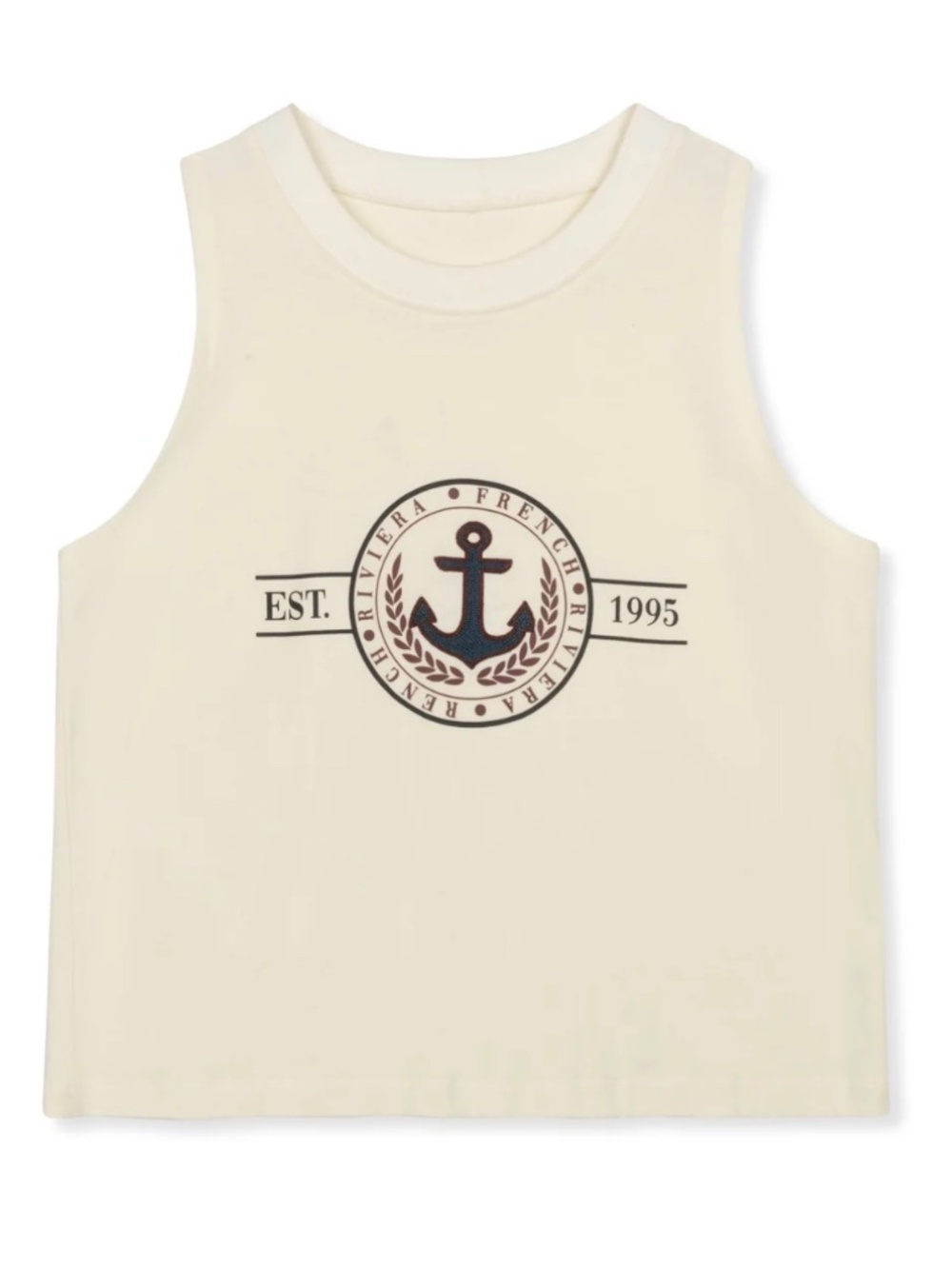 Point Graphic Tank Cream Anchor L NWOT